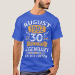 August 1992 Limited Edition 30th Birthday 30 Years T-Shirt<br><div class="desc">August 1992 Limited Edition 30th Birthday 30 Years Old Gift .</div>