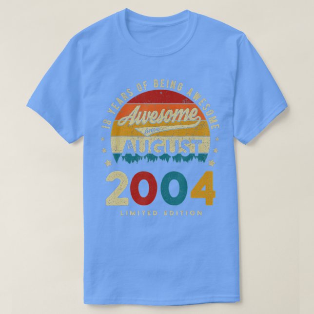 August 2004 Birthday 18 Years Of Being Awesome Vi T-Shirt (Design vorne)