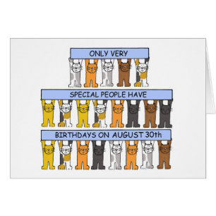August 30. Geburtstag Cartoon Katzen halten Banner