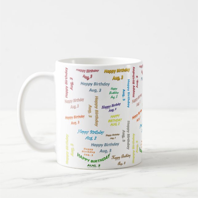 August, 3 Tasse zum Geburtstag (Links)
