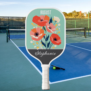 August Birth Blume Individuelle Name Pickleball Schläger