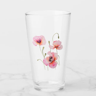 August birth flower Pink poppies NO LETTERING Glas