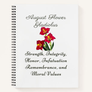 August Birth Month Blume Gladiolus Birth Gift Notizbuch