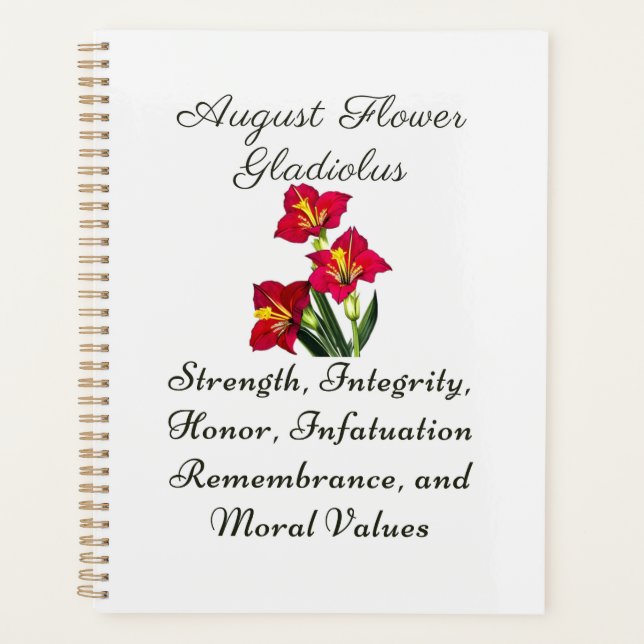August Birth Month Blume Gladiolus Birth Gift Planer (Vorderseite)