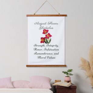 August Birth Month Blume Gladiolus Birth Gift Wandteppich Mit Holzrahmen