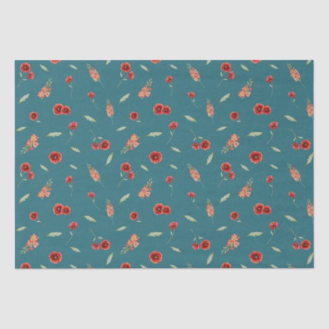 August Birth Month Blume Poppy Gladiolus Seidenpapier (Vorderseite)
