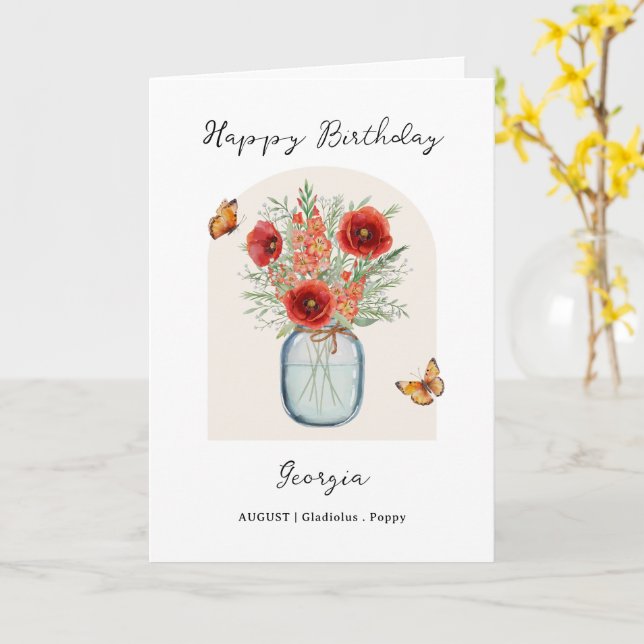 August Birth Month Flower Birthday Karte (Gelbe Blume)
