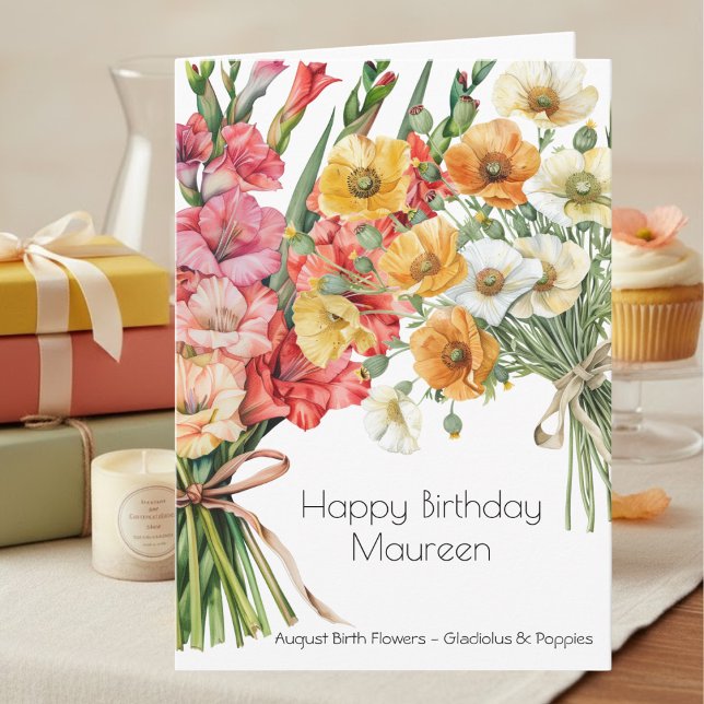 August Birth Month Flowers August Happy Birthday Karte (Von Creator hochgeladen)