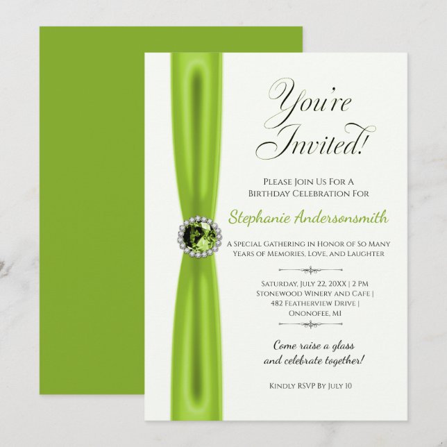 August Birthday Celebration - Peridot Einladung (Vorne/Hinten)