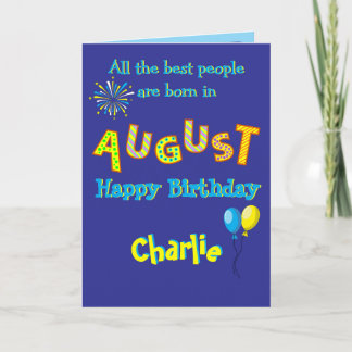 August Birthday Folded Greeting Card Karte