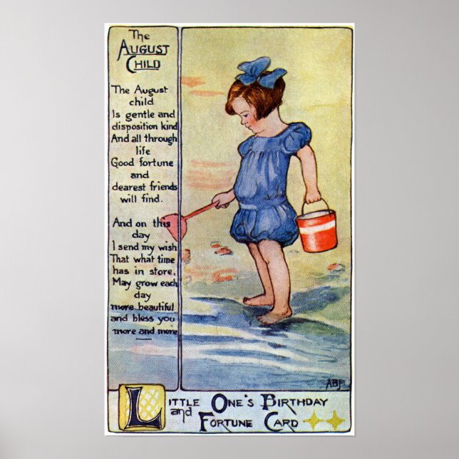 August Birthday Girl am Strand Poster (Vorne)