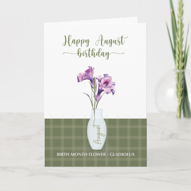 August Birthday Gladiolus Birth Month Blume Karte (Vorderseite)