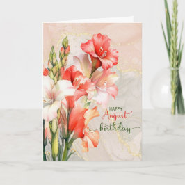August Birthday Gladiolus Peach Birth Month Karte