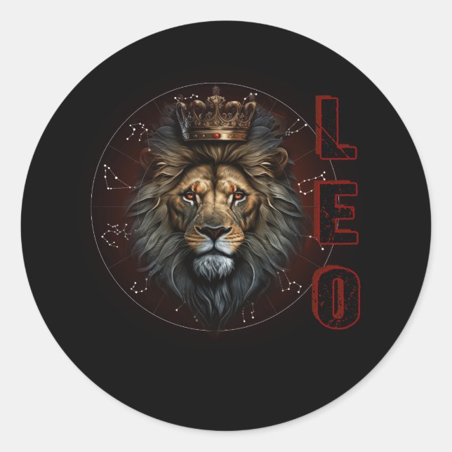 August Birthday Leo Lion Pride Graphic Zodiac Horo Runder Aufkleber (Vorderseite)