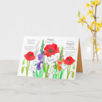 August Birthday Orange Gladiolus Red Poppy Blume