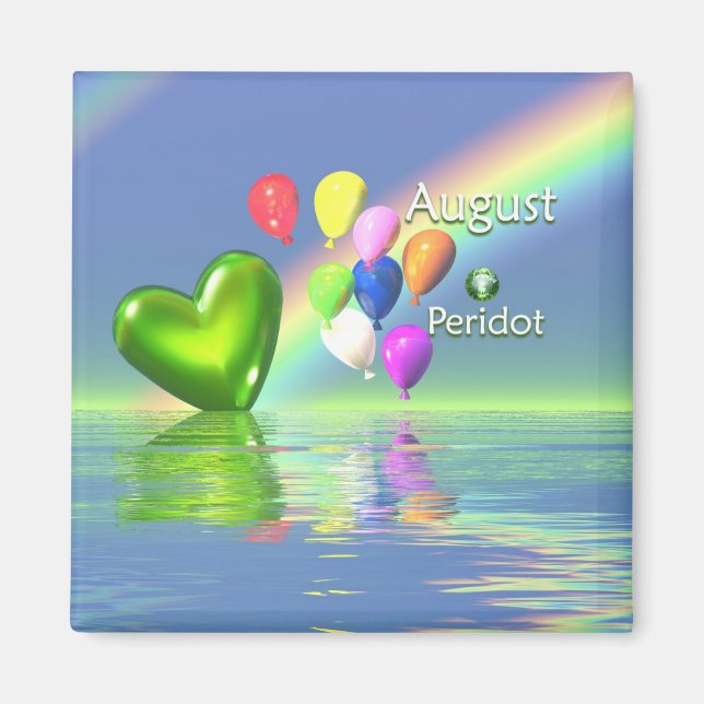 August Birthday Peridot Heart Magnet (Vorne)