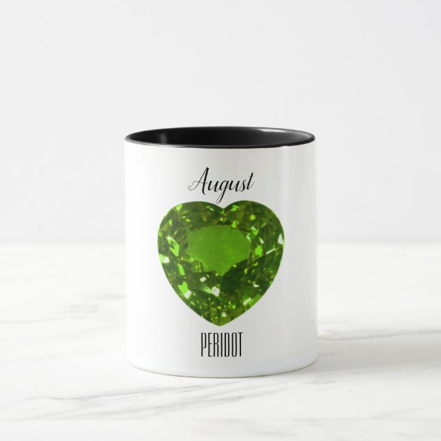 August Birthstone Peridot Gemstone Art Tasse (Zentrum)
