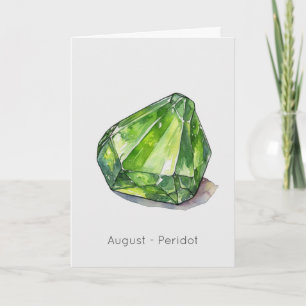 August Birthstone Peridot Happy Birthday Card Karte