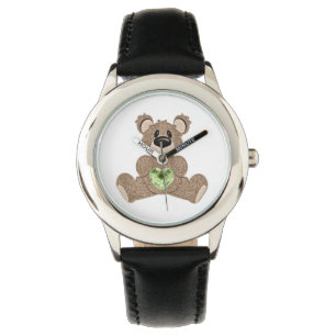 August Birthstone Teddy-Bärn-Uhr Armbanduhr