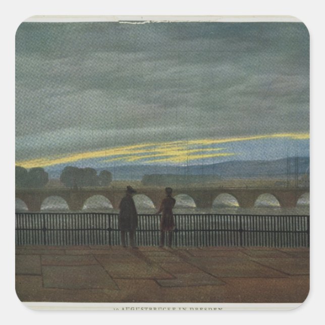 August Bridge in Dresden Quadratischer Aufkleber (Vorderseite)