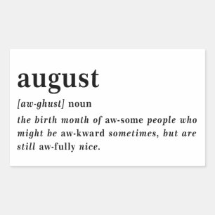 August Definition Geburtstag Rechteckiger Aufkleber