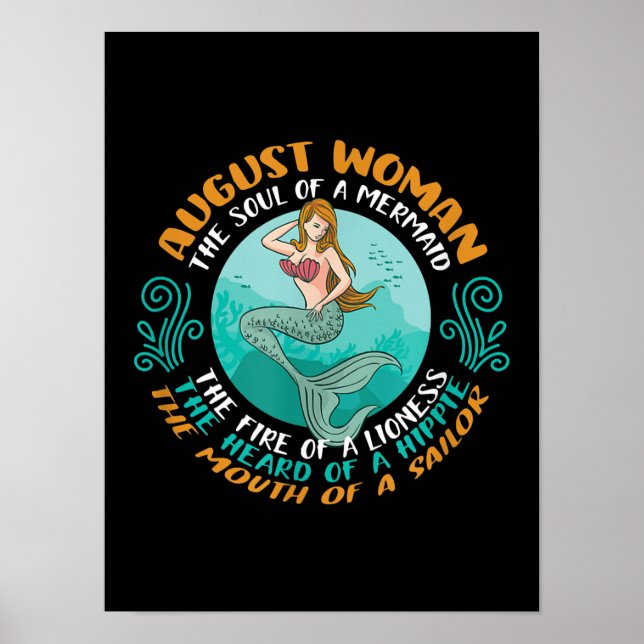 August Frau Soul von Meerjungfrau Leo Zodiac Gebur Poster (Vorne)