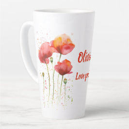 August Geburt Blume Rote Mohnblumen Wasserfarbe Milchtasse