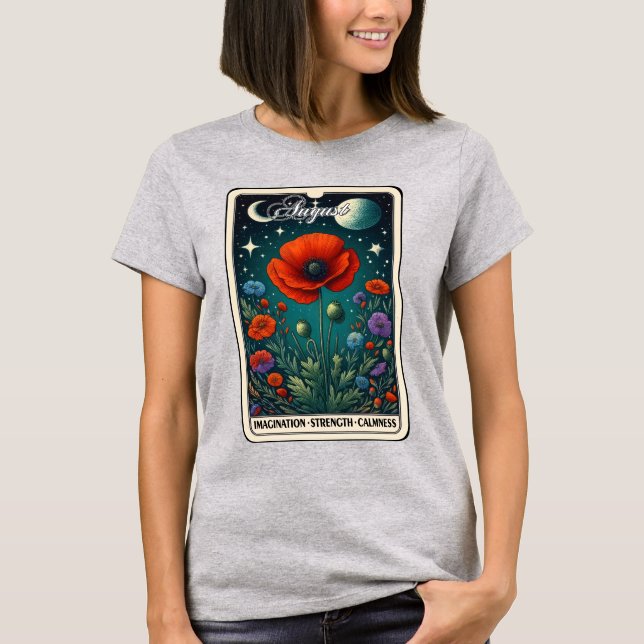 August Geburtsmonat Blume Mohn T - Shirt (Vorderseite)