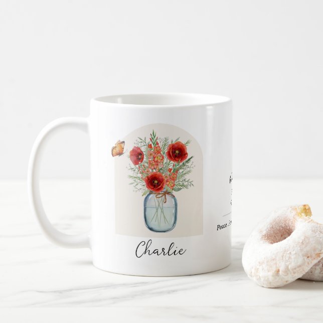 August-Geburtsmonats-Blumen-Tasse Kaffeetasse (Mit Donut)