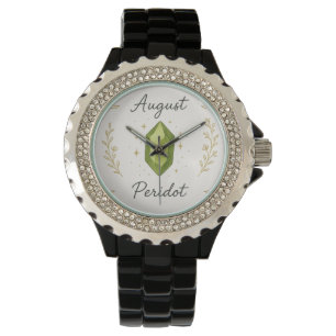 August-Geburtsstein-Uhr – Strahlendes Peridot-Ener Armbanduhr