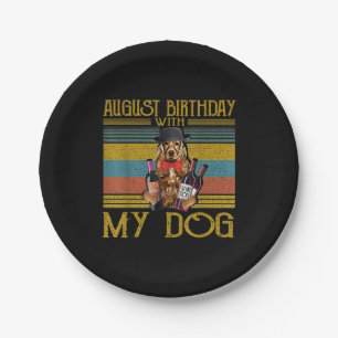 August Geburtstag mit meinem irischen Setter Hund Pappteller