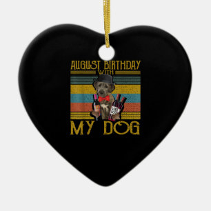 August Geburtstag mit meinem irischen Wolfhound Hu Keramik Ornament