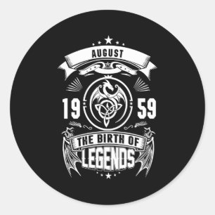 August-Geschenk 1959 Geburtsjahr der Legenden Runder Aufkleber