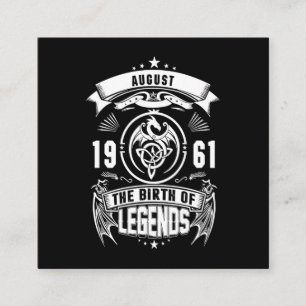 August-Geschenk 1961 Geburtsjahr der Legenden Quadratische Visitenkarte