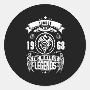 August-Geschenk 1968 Geburtsjahr der Legenden Runder Aufkleber