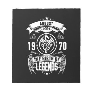 August-Geschenk 1970 Geburtsjahr der Legenden Notizblock