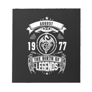 August-Geschenk 1977 Geburtsjahr der Legenden Notizblock