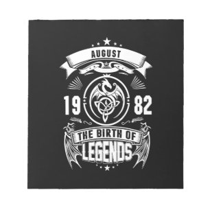 August-Geschenk 1982 Geburtsjahr der Legenden Notizblock