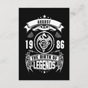 August-Geschenk 1986 Geburtsjahr der Legenden Begleitkarte