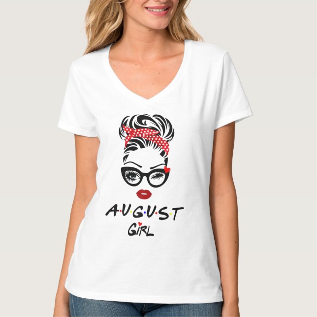August Girl Wink Eye Frau Gesichtshaut Augen Junge T-Shirt (Vorderseite)