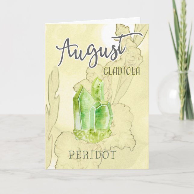 August Gladiola und Peridot Geburtstag Karte (Vorderseite)