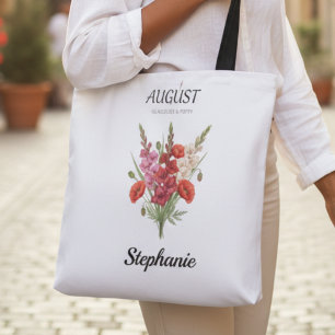 August Gladiolus Mohn Geburtsmonats-Blumen-Einkauf Tasche
