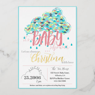 August Gold Foil Moderne Kinderdusche Einladung