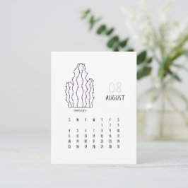 August individuell anpassbare Cactus 2024 Kalender Postkarte