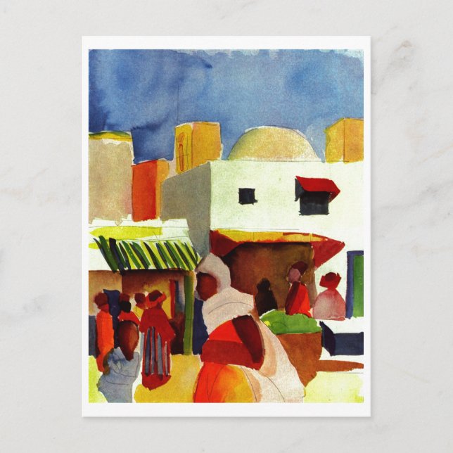 August_Macke - Algier-Markt 1914 Leinwand Postkarte (Vorderseite)