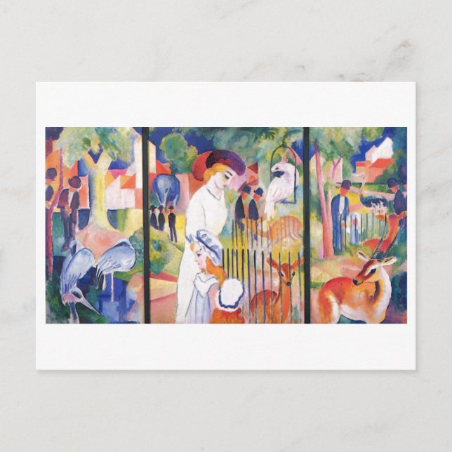 August Macke - Grosser Zoogarten Triptychon 1913 Postkarte (Vorderseite)