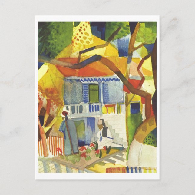 August Macke - inneres Gericht von Landhaus 1914 Postkarte (Vorderseite)