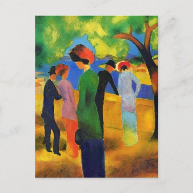 August Macke - Lady in einer grünen Jacket Postkarte (Vorderseite)