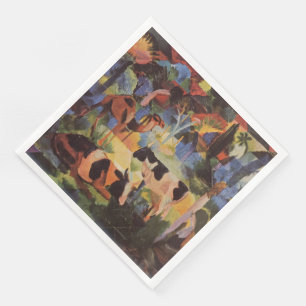August Macke Landschaft mit Kühen und Kamel Serviette