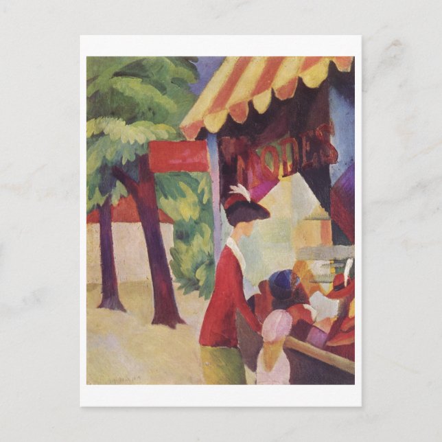 August Macke - Vor dem Hutladen 1913 Öl Postkarte (Vorderseite)